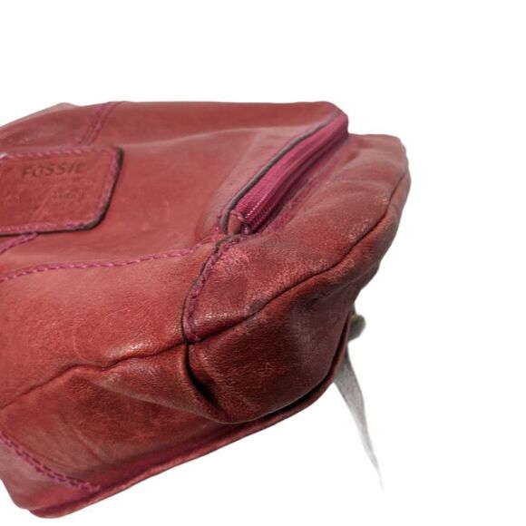 FOSSIL Dark Red Leather Lock Key Crossbody Bag - Picture 10 of 16